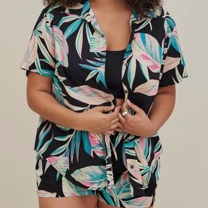 Stretch Challis Button-Up shirt and shorts